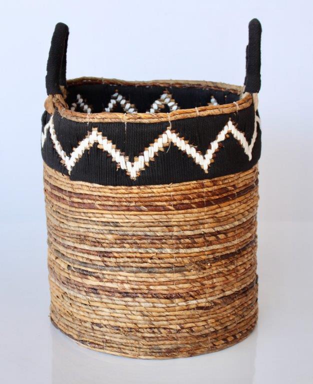 Set Of 3 Black & White Zigzag Baskets